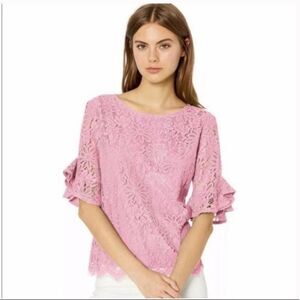 NWT nanette nanette lepore sheer pink bella donna top lace  size S
